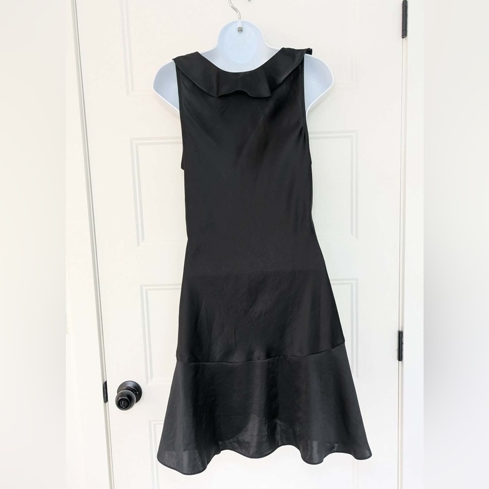 Wilfred Hera Satin Ruffle Mini Dress Black Size S Aritzia - Picture 6 of 12